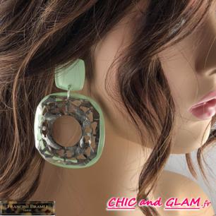 B.O Asia clip cabochon vert  Francine Bramli