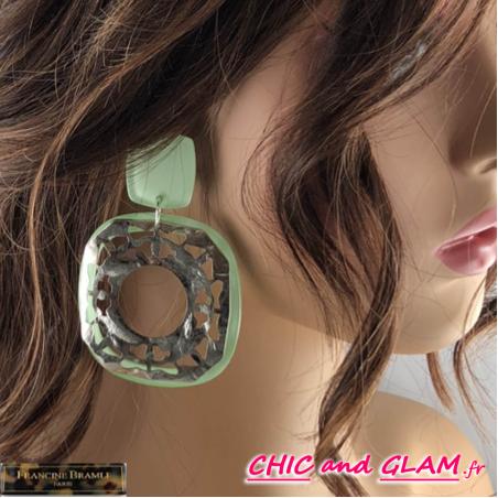 B.O Asia clip cabochon vert  Francine Bramli