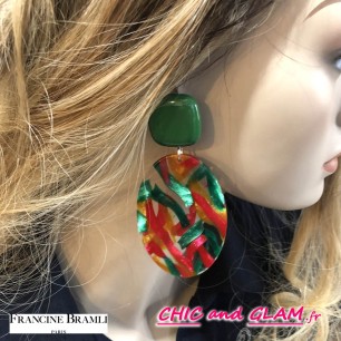 B.O Arlequin clip grd mod ton vert rouge Francine Bramli