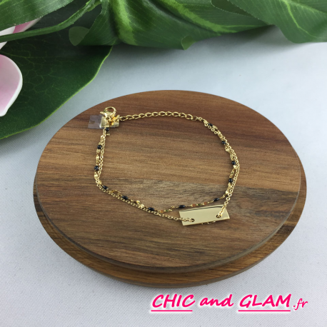 Bracelet adj 2 rgs chaines + plaque ZAG