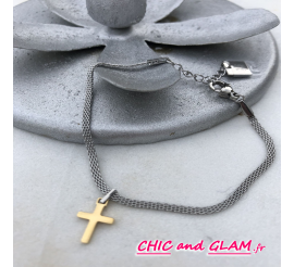Bracelet chaine epaisse croix ZAG