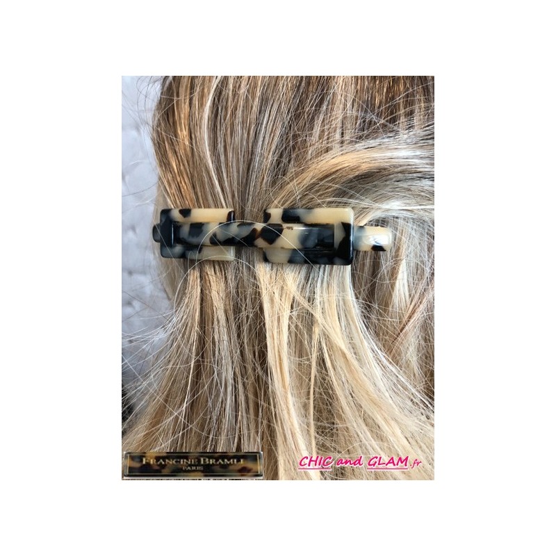 Barrette 2 boucles Tokyo écailles  beige noire Francine Bramli