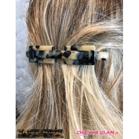 Barrette 2 boucles Tokyo écailles  beige noire Francine Bramli