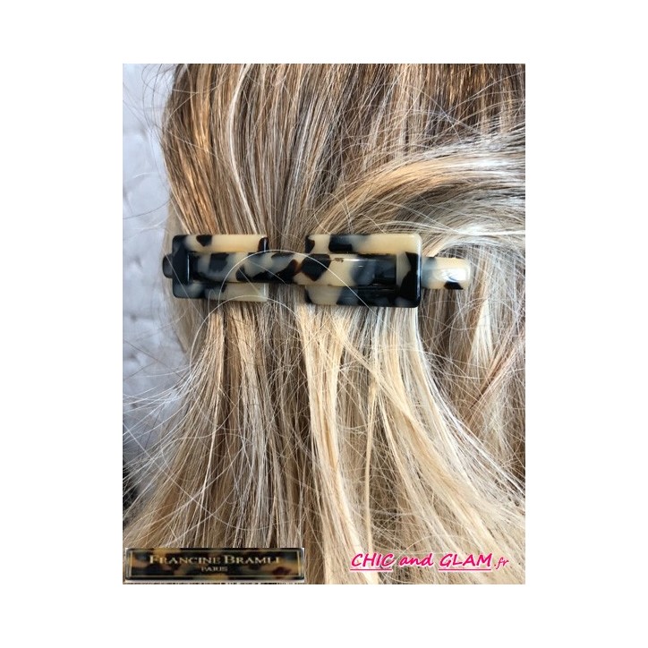 Barrette 2 boucles Tokyo écailles  beige noire Francine Bramli