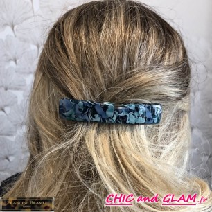 Barrette Pénélope ton bleu floral Francine Bramli