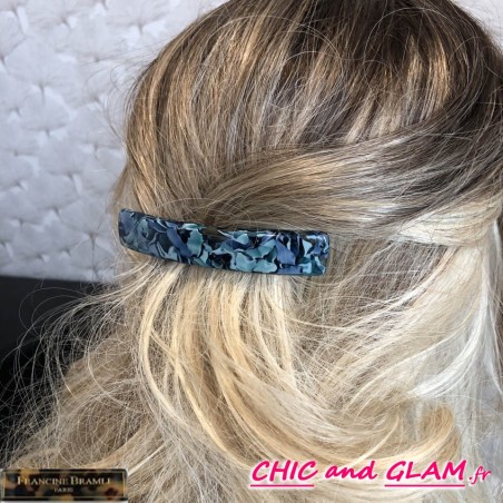 Barrette Pénélope ton bleu floral Francine Bramli