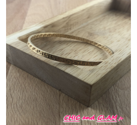 Bracelet jonc fin ciselé métal doré 7/0.3 cm