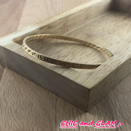 Bracelet jonc fin ciselé métal doré 7/0.3 cm