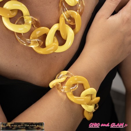 Bracelet maillon ton jaune/orange/translucide Francine Bramli