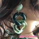 B.O Maille clip vert/translucide puce ronde  Francine Bramli