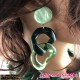 B.O Maille clip vert/translucide puce ronde  Francine Bramli