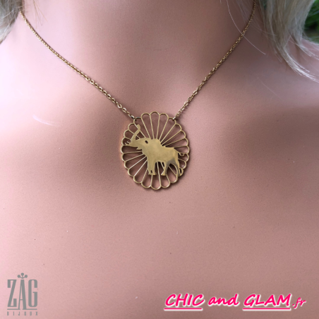 Collier acier doré jaune chaine elephant Zag
