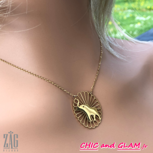 Collier acier doré jaune chaine elephant Zag