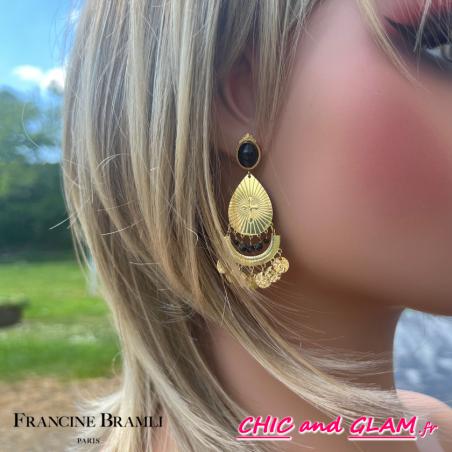 Boucle d'oreille grd medaille croix +7 pampilles