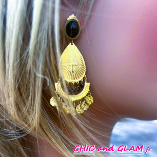 Boucle d'oreille grd medaille croix +7 pampilles